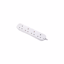 Masterplug Four Socket Long Extension Lead, 1 Metre, White