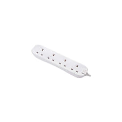 Masterplug Four Socket Long Extension Lead, 1 Metre, White