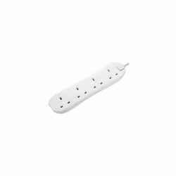 Masterplug Four Socket Long Extension Lead, 1 Metre, White