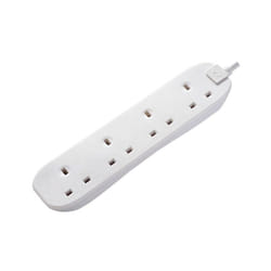 Masterplug Extension Lead 240V 4-Gang 13A White 2m BFG210N-MP
