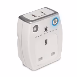 Masterplug White Surge Protected Plug Through Twin USB Charger Max 2.1A
