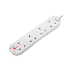 Masterplug Extension Lead 240V 4-Gang 13A White Surge Protected 2m SRG4210N-MP