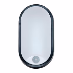 Luceco EBEO10P40-01 Eco Oval Bulkhead LED Lighting with PIR Motion Sensor, Black and White Bezel, 22 cm, 10 Watts