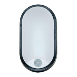 Luceco EBEO10P40-01 Eco Oval Bulkhead LED Lighting with PIR Motion Sensor, Black and White Bezel, 22 cm, 10 Watts