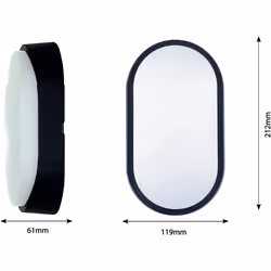 Luceco EBEO10P40-01 Eco Oval Bulkhead LED Lighting with PIR Motion Sensor, Black and White Bezel, 22 cm, 10 Watts