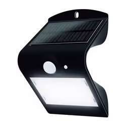 Luceco LEXS40B40-01 Solar Guardian Angled Wall Light Outdoor, with PIR Motion Sensor, 3.2 Watts, Black