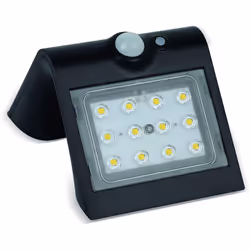 Luceco LEXS40B40-01 Solar Guardian Angled Wall Light Outdoor, with PIR Motion Sensor, 3.2 Watts, Black