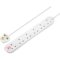 Masterplug ECO-Surge 7-Outlet Surge Protector, 6 ft. Cord, 1080 Joules, 6 Individually Controlled Outlets, Black Housing