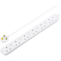 Masterplug 6 Socket 2m Switched Extension Lead White 13A