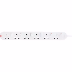Masterplug 6 Socket 2m Switched Extension Lead White 13A