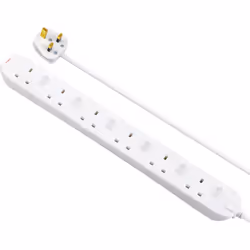 Masterplug 6 Socket 2m Switched Extension Lead White 13A