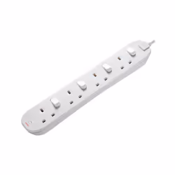 Masterplug Extension Lead 240V 4-Gang 13A White Switched 2m SWC4210N-MP
