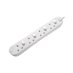 Masterplug Extension Lead 240V 4-Gang 13A White Switched 2m SWC4210N-MP