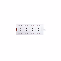 Masterplug Eight Socket Extension Lead with Power Indicator, 2 Metre, White