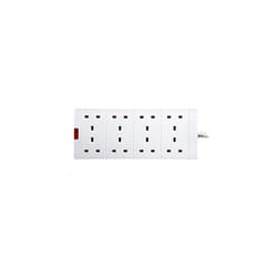 Masterplug Eight Socket Extension Lead with Power Indicator, 2 Metre, White