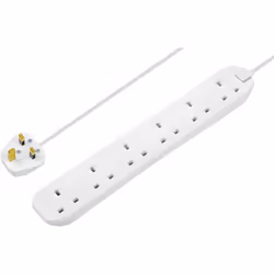 Masterplug 6 Socket 1m Extension Lead White 13A