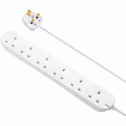 Masterplug 6 Socket 1m Extension Lead White 13A