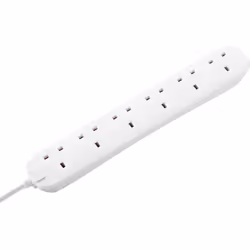 Masterplug 6 Socket 1m Extension Lead White 13A
