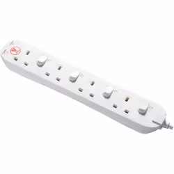 Masterplug SWSRG4210N 2m 13A 4-Gang Surge Protected Switched Extension