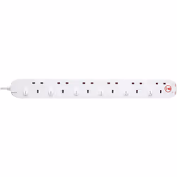 Masterplug 2m Six Socket Surge Protected Switched Extension