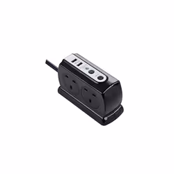 Masterplug Heavy Duty Four Socket Surge Protected Extension Lead with 2 USB Ports, 2 Metre, Black