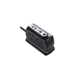 Masterplug Heavy Duty Four Socket Surge Protected Extension Lead with 2 USB Ports, 2 Metre, Black