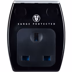 Surge Protected Plug Through 2 USB Charger - Gloss Black