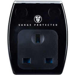 Surge Protected Plug Through 2 USB Charger - Gloss Black