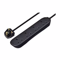 Masterplug 4 Socket Extension Lead 13A 2 Metre, Black