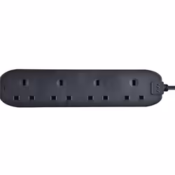 Masterplug 4 Socket  Extension Lead 13A 2 Metre, Black