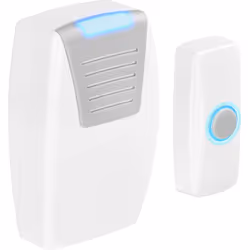 Masterplug BDCPO100-MP Wireless Push Button DoorBell with a 100 Metre Range, Battery Operated, White