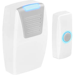 Masterplug BDCPO100-MP Wireless Push Button DoorBell with a 100 Metre Range, Battery Operated, White