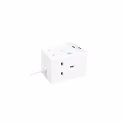Three Socket Compact Extension Lead with Two USB Charging Ports, 2 Metre Cable, 13 Amps, White