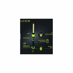 Luceco Slim Rechargeable 5W LED Torch with Powerbank 500 lumens