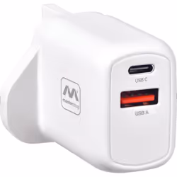 Masterplug Charger Plug USB 1 x Type A & 1 x Type C White 30W