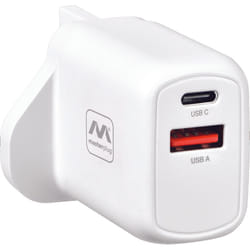 Masterplug Charger Plug USB 1 x Type A & 1 x Type C White 30W