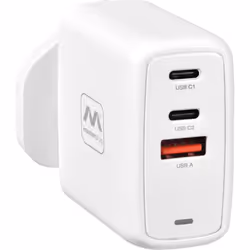 Masterplug Charger Plug USB 1 x Type A & 2 x Type C White 67W