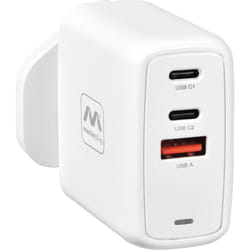 Masterplug Charger Plug USB 1 x Type A & 2 x Type C White 67W