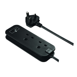 Masterplug 2 Socket 0.45m Extension Lead 2 x USB A & C 20W
