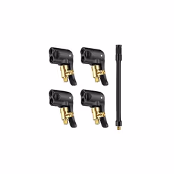 4 Pcs Dual Head Bike Pump Tyre Air Pump, Bike Air Pump Clip Brass Inflator Valve Thread Nozzle Connector with 6 Inch Tire Inf ...