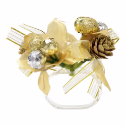 Set of 4 Christmas Gold Floral Napkin Rings Serviette Rings Generous Size