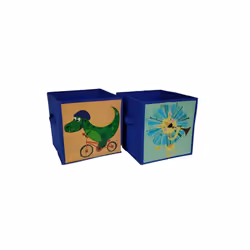 Kids Blue Toy Storage Cube Boxes 2 Fabric Storage Unit Boxes 26cm