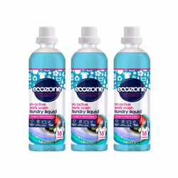 3 x Ecozone Pro-Active Sports Wash Laundry Liquid 16 Washes 740ml