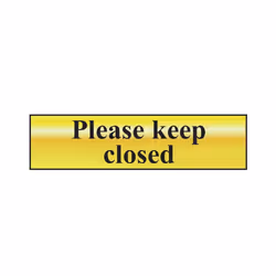 Scan Please Keep Closed - Polished Brass Effect 200 x 50mm SCA6019