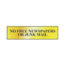 Scan No Free Newspapers Or Junk Mail - Polished Brass Effect 200 x 50mm SCA6023