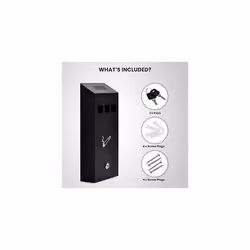 Luminous Wall Mounted Ashtray Smoking Cigarette Steel Bin Metal Ashtray Lockable With Keys For Outdoor Black Small