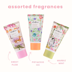 Carnival Parade Hand Cream Trio |Vegan & Shea Butter Hand Creams |Sweet Plum | Pistachio Ice | Marble Mint |Travel Set | Gift Set | 3x30ml