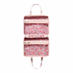 Wash Bags | Two Part Wash Bag With Handles - Flutter Rose | Travel Size & Vegan Friendly | Toiletry & Cosmetic Bag | Beauty Gift For Her