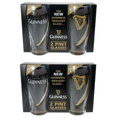 Guinness Official Merchandise, Gravity Glass Design, 4 Pack Pint Glasses