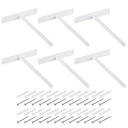 6Pcs Floating Shelf Bracket - 8 Inch Wall Mounting Blind Shelf Support - Hidden Bracket Shelf Hardware for Office and Home Decor, White